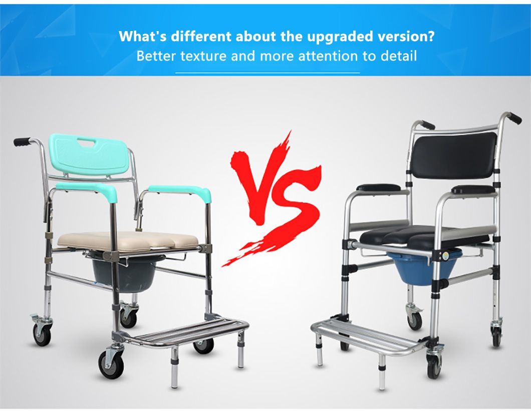 for Seniors, Heavy Duty Aluminum Toilet Wheelchair with Locking Wheels