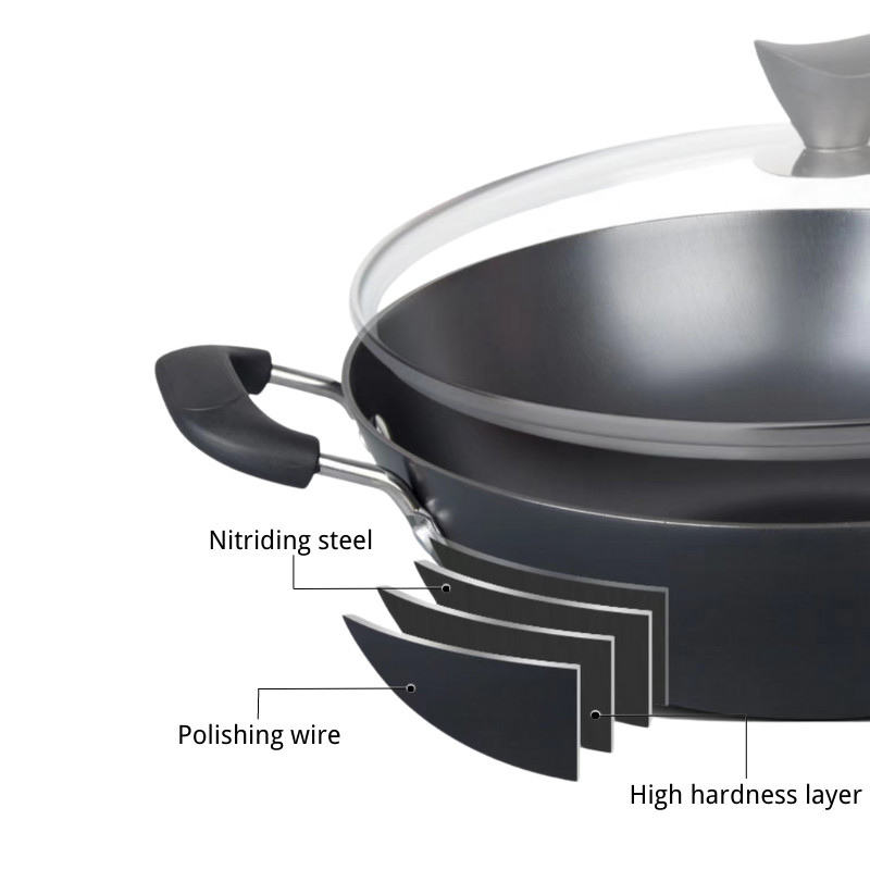 Stir Fry Chinese Wok Pan Anti Rust Non Stick Chinese Wok With Lid