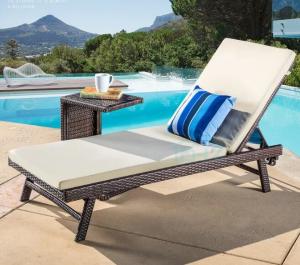 Quality PE Rattan Leisure Chaise Lounge chairs Aluminium Outdoor Garden wicker patio beach chair wholesale