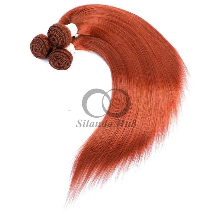 Ginger Orange Straight Remy Human Hair Bundles Sew In Weave Bundles Brazilian Bundle Deals