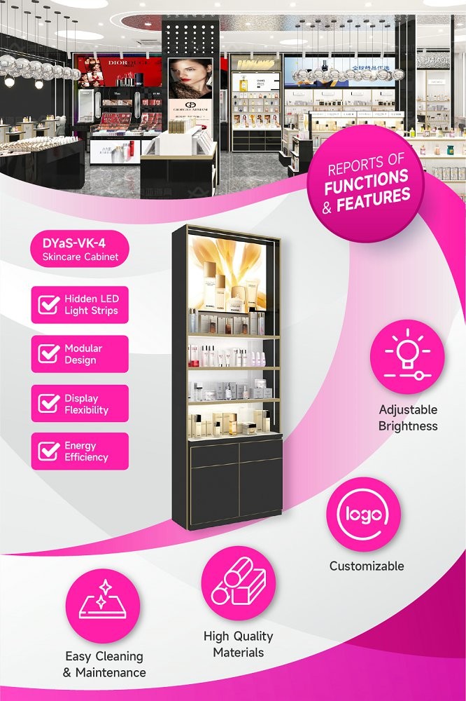 DYaS-VK-4 Skincare Display Cabinet with Soft Film Light Box and Embedded LED Strips