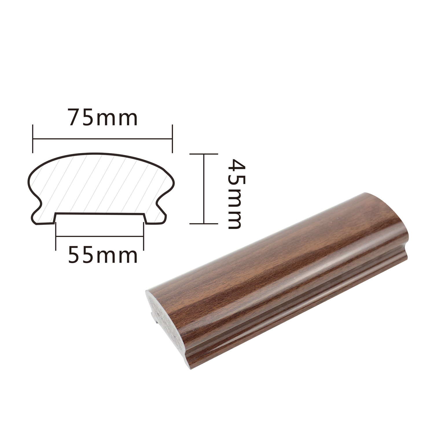 SO745 Horseshoe Design PVC Plastic Handrail for Stair Railings/Handrails Item NO. SO745