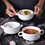 Restaurants Savall Ears Round White Porcelain Dessert Bowls Customized