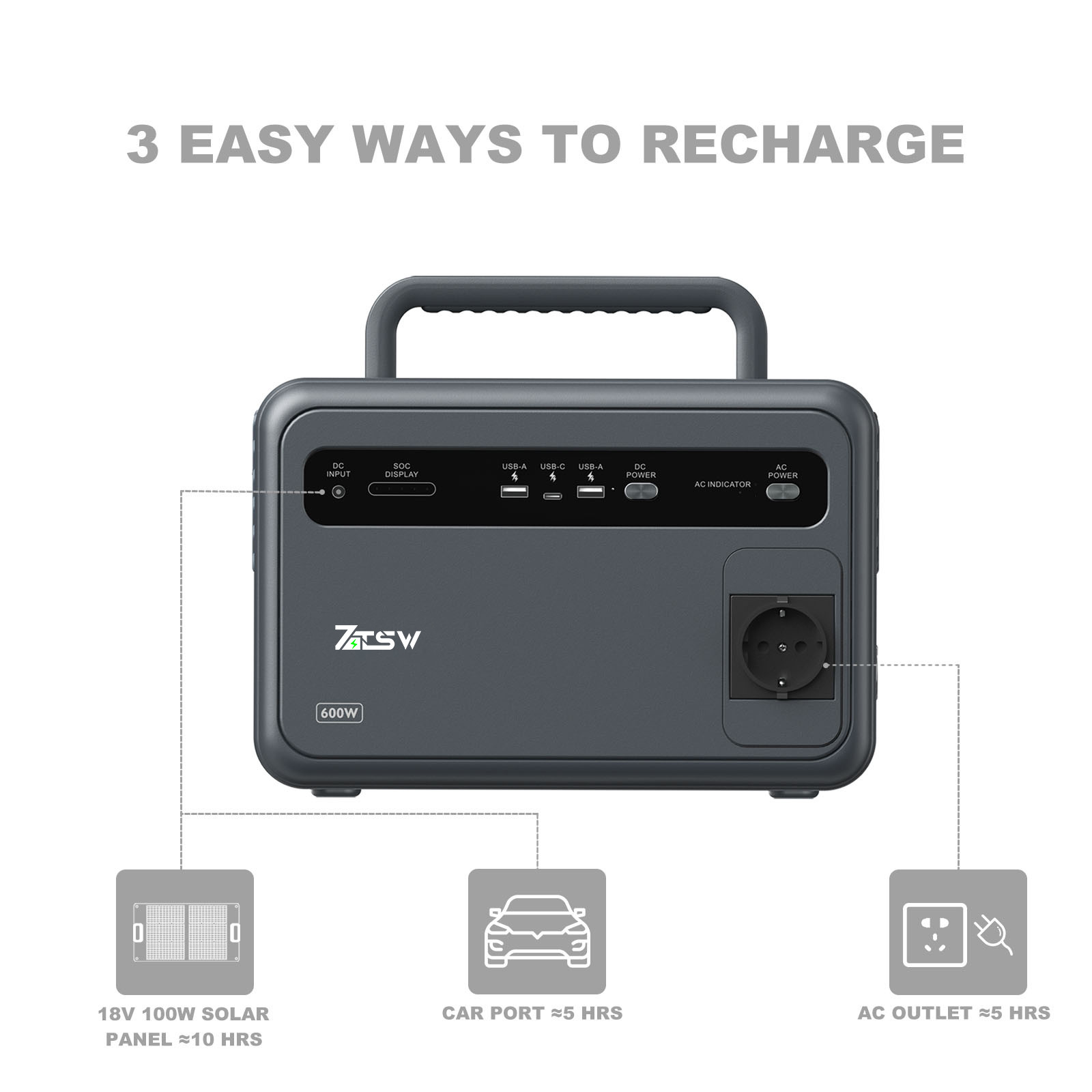 110v 220v 600w Portable Power Station Hybrid Solar Battery Lifepo4