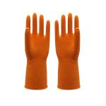 orange Tear Resistant flocklined Rubber Gloves , rubber Dishwashing Gloves