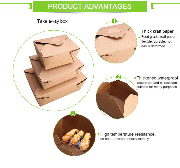 Packing Spot UV Paper Take Away Box Disposable For Restaurant