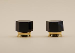 Quality Nut Shape Black Color Perfume Lid Hexagon Shape With Gold Aluminum Collar wholesale