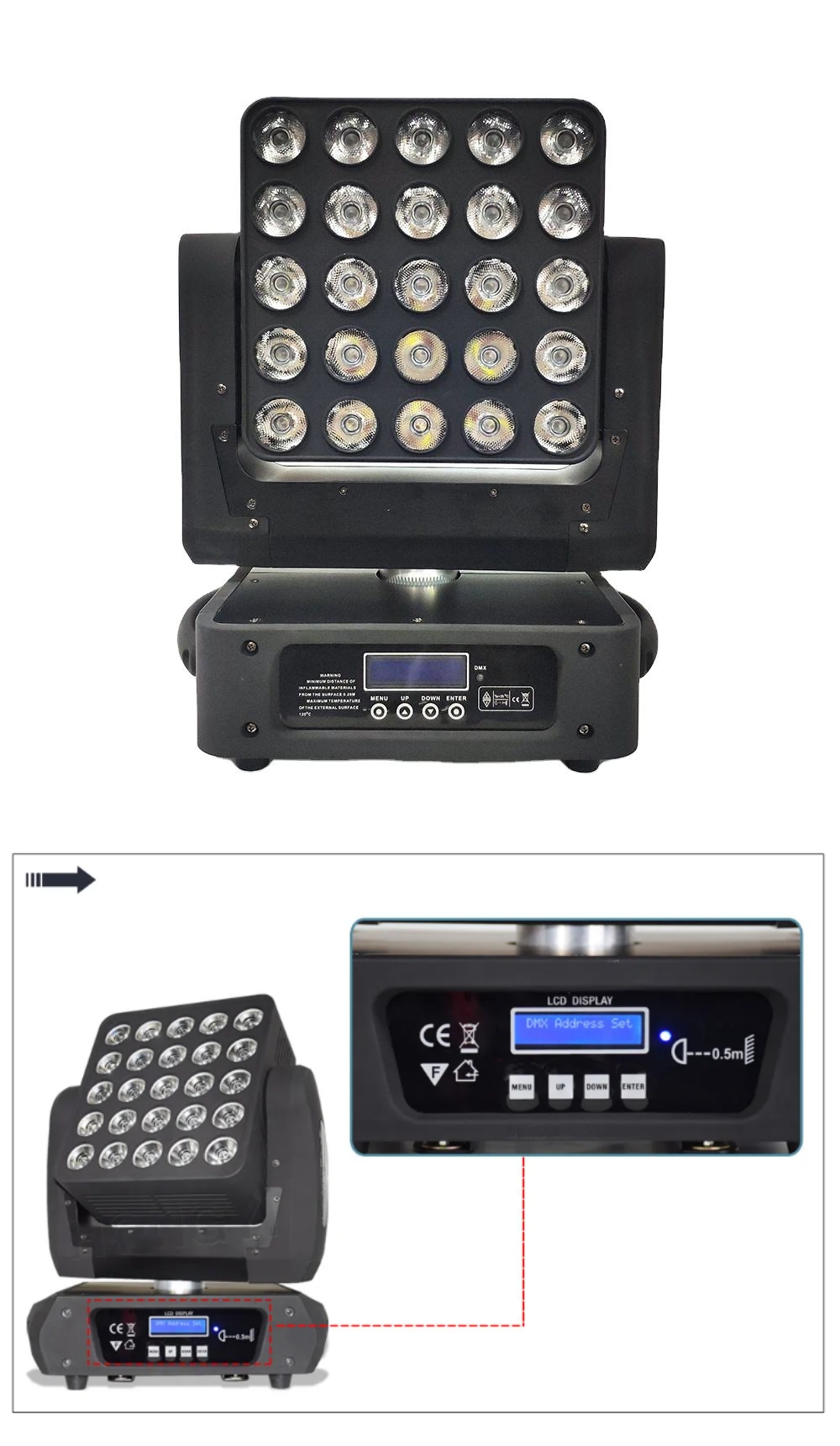 50000 Hours Working Time RGBW Matrix Moving Head Wash Lights with Pattern Beam Effect