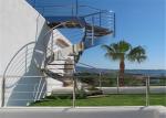 Stainless Steel Metal Spiral Staircase , Curved Basement Stairs Customized Size