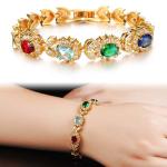 Mix Colour Crystal Women's Tennis Bracelet 18k Gold Plated Gorgeous Wedding