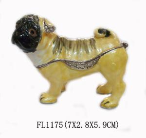 Quality gold plated dog with crystal charm animail trinket boxes wholesale wholesale