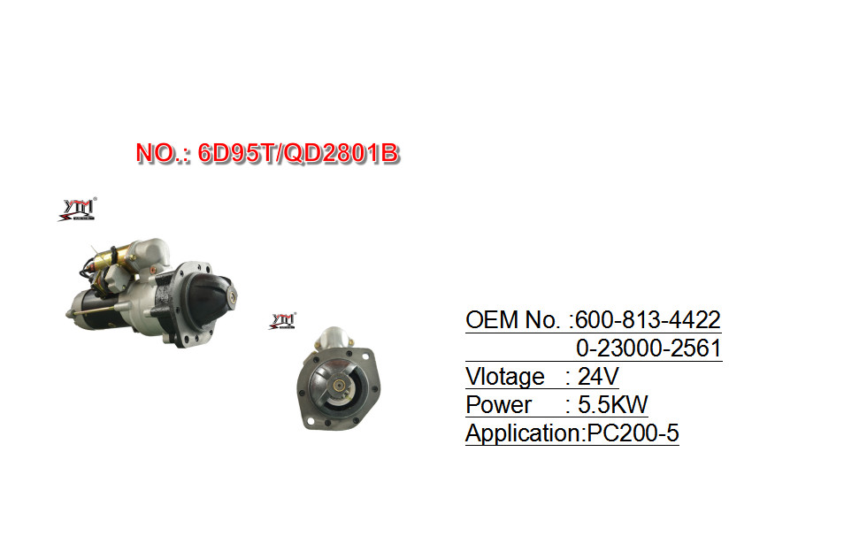 Komatsu PC200 - 5 6D95T Electric Starter Motor 5.5KW 24V 6008134422