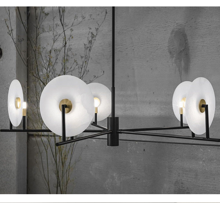 Luxury Marble Chandelier Living Room Black Minimalist Dining Room Erto Chandelier(WH-MI-378)
