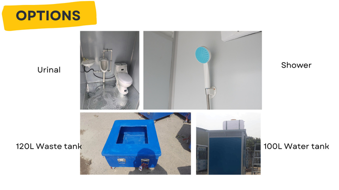 Customized Mobile Steel Portable Toilet Prefabricated WC Sitting For Camping