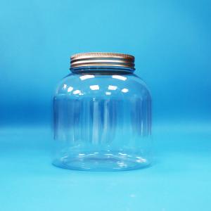 Quality Transparent Plastic PET Round Candy Daily Food Jars With Aluminum Screw Lids wholesale
