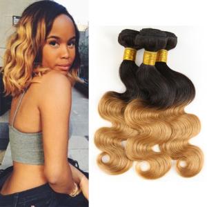 Quality Two Tone Ombre Human Hair Extensions Brazilian Loose Wave Hair Weave 1B / 30 wholesale