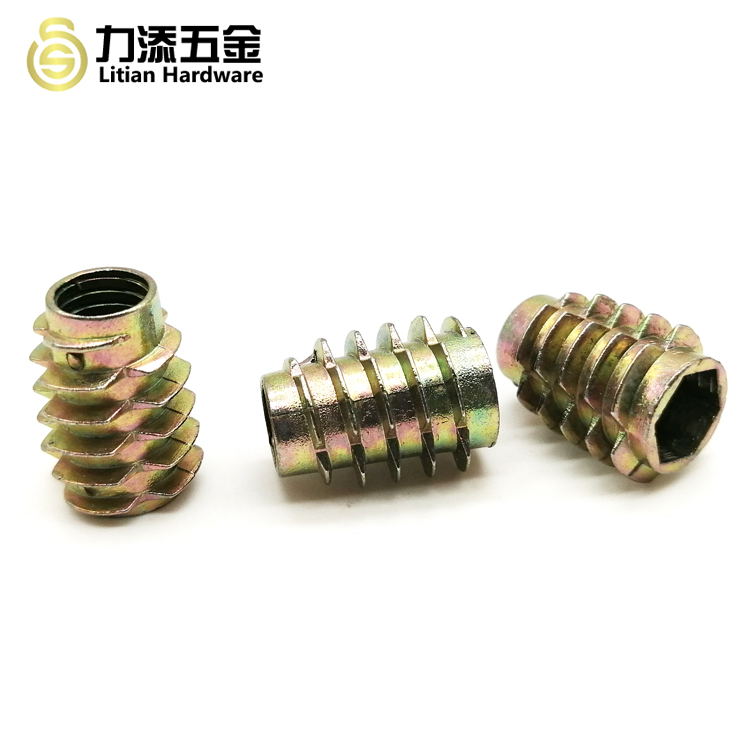 Iron 3/8-16" Threaded Nuts For Wood Pronged M5 M6 Size Galvanized