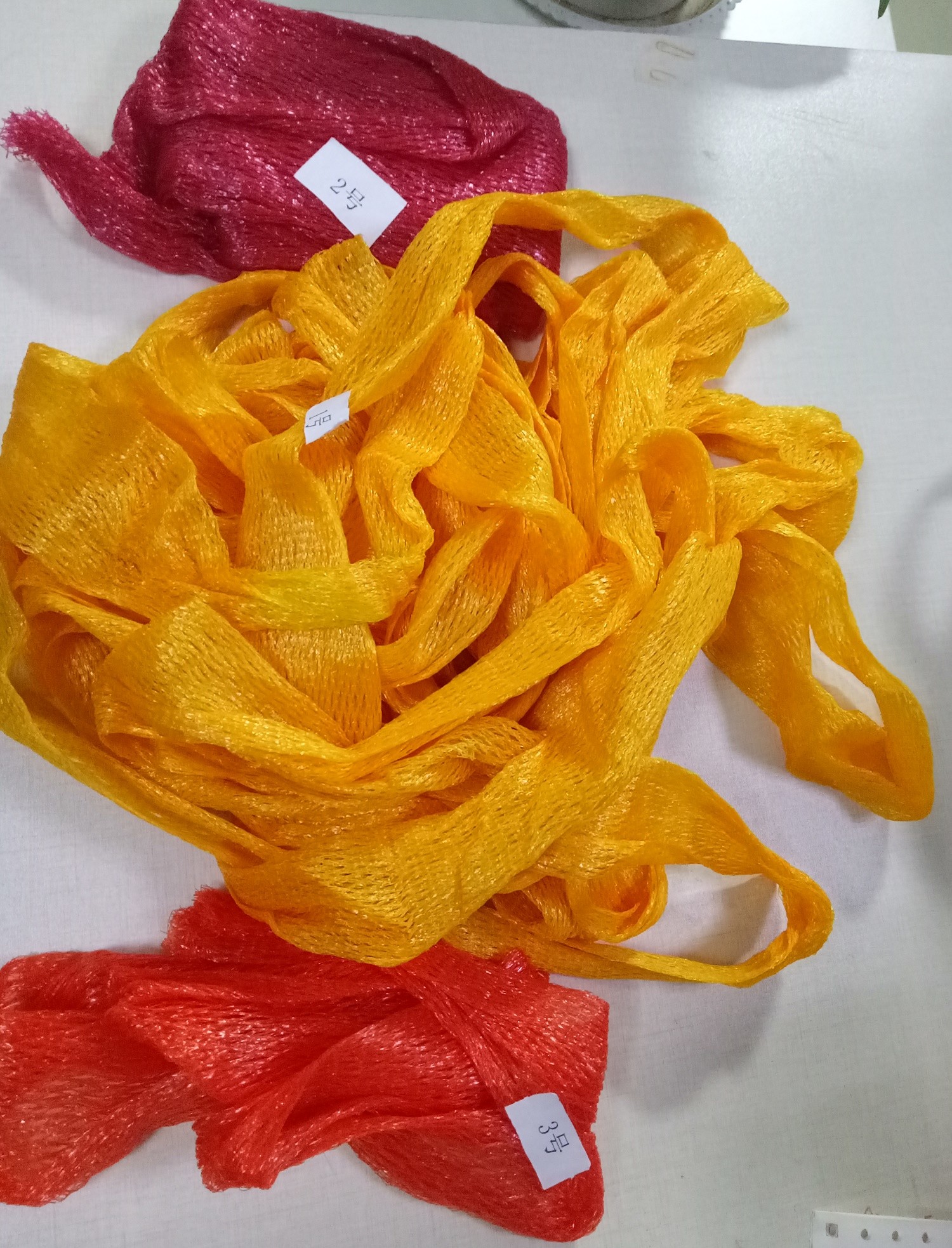 Customized Color Mesh Netting Bags Knitted Tubular Black Drawstring At Top