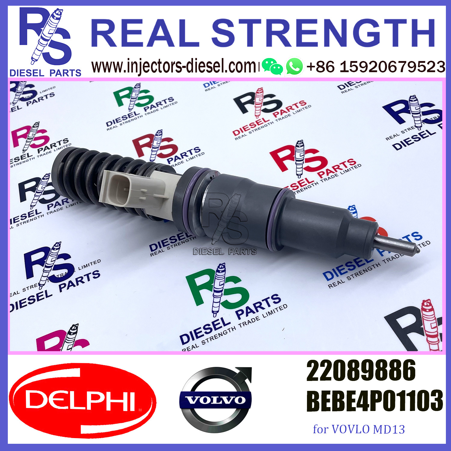 DELPHI 4 Pin MD13 V-O-L-V Truck Injector 22089886 BEBE4P01103 E3.27