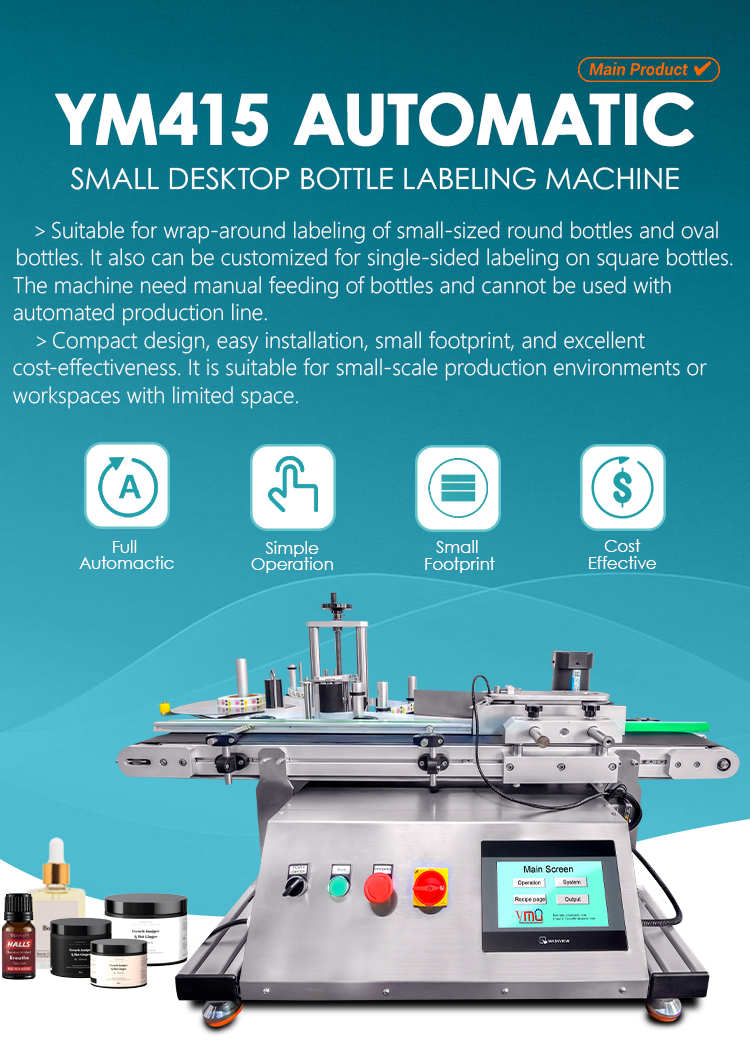 YM415 Automatic Label Applicator for Round Bottle Positioning Labeling Machine