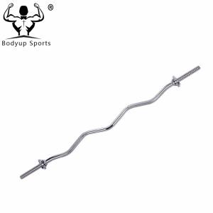 Quality 47 Inch EZ Curl Bar Solid Chromed Steel With Threaded Ends Material wholesale