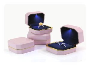 Quality Wedding Engagement Single Ring Earring Jewelry Box With LED Light wholesale