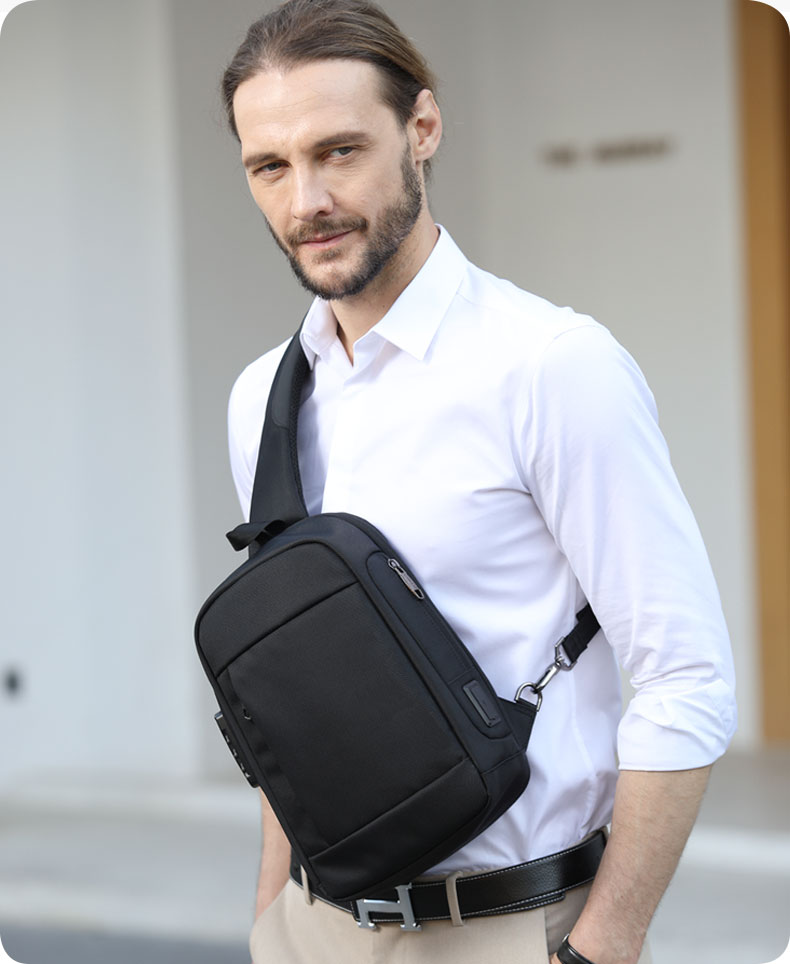 New custom logo Shoulder bag multifunctional waterproof anti theft chest bag men sling bag