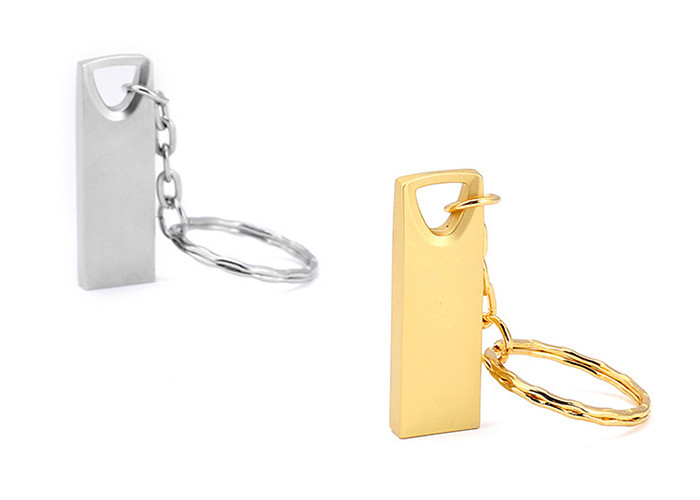 Gold Metal Usb Stick , Metallic Memory Stick Storage Device With Key Ring