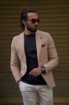 Double Breasted Camel Mens Casual Business Jacket No Tie