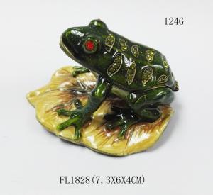 Quality hot sale jeweled enamel frog prince trinket box Pewter alloy antique plated Frog Jeweled Trinket Box wholesale