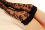 ODM Shaping Permeable Sexy Girls Long Socks Black Printed