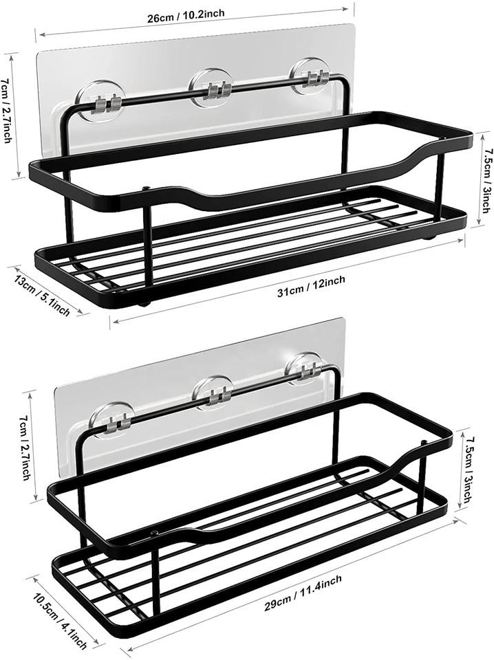 2-Pack Adhesive No Drilling Rustproof Stainless Steel Shower Caddy Shower Shelf