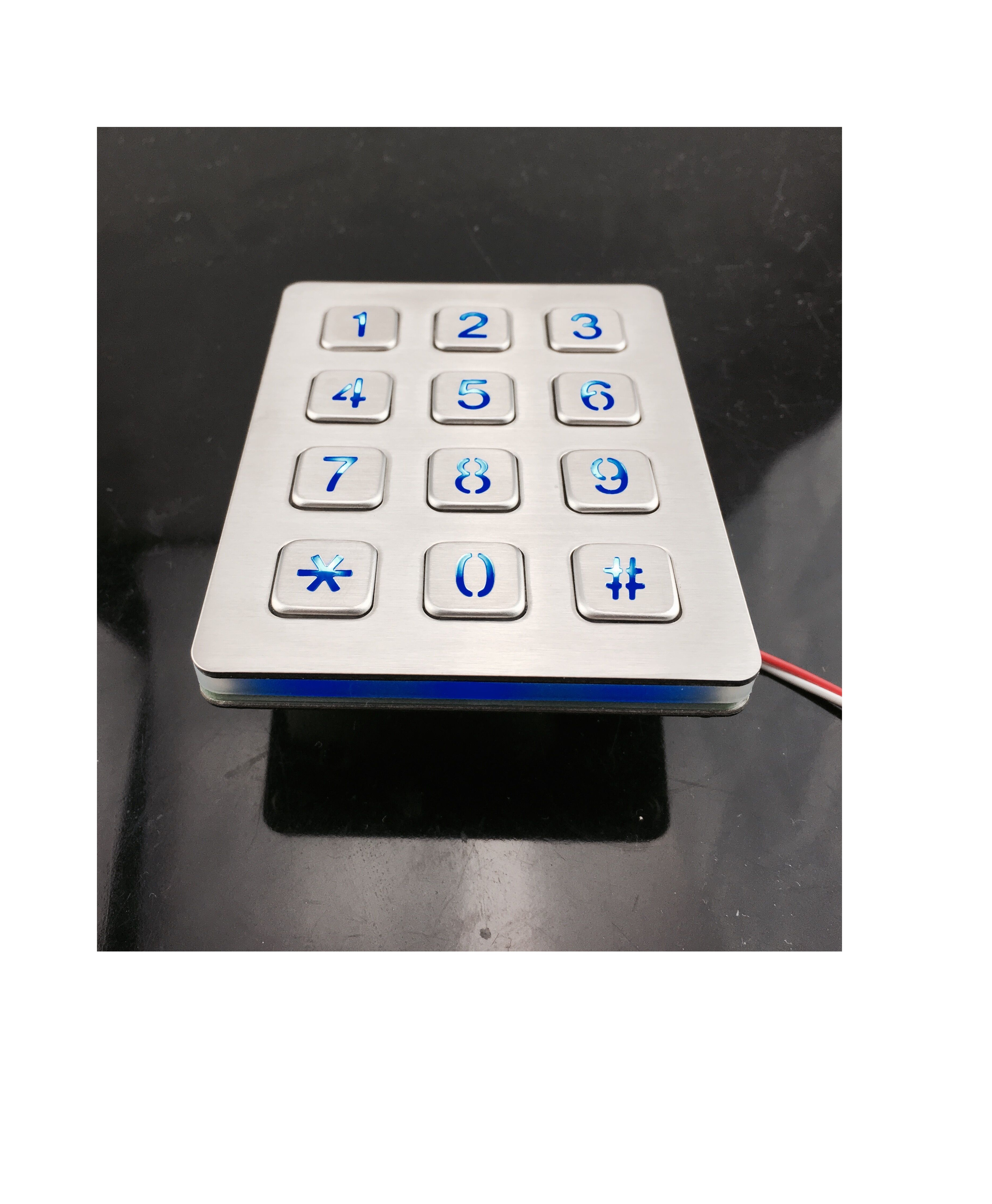IP65 access control numeric back lighted keypad with male pin out connector