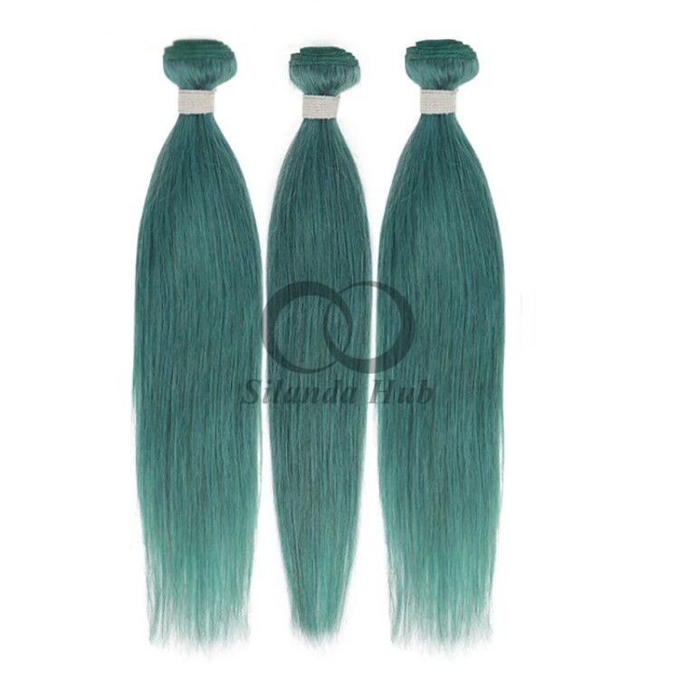 Green Straight Remy Human Hair Bundles Sew In Weave Bundles Brazilian Bundle Deals
