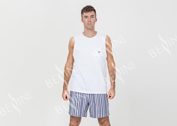 White Homestyle Mens Luxury Sleepwear Xxl Short Pajamas Functional Placket Side