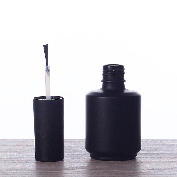 2025 Empty 8ml 15ml Brown Glass Round Nail Polish Bottles With Cap and Fan Brush for Nail Art Hot Stamping Graphic Design