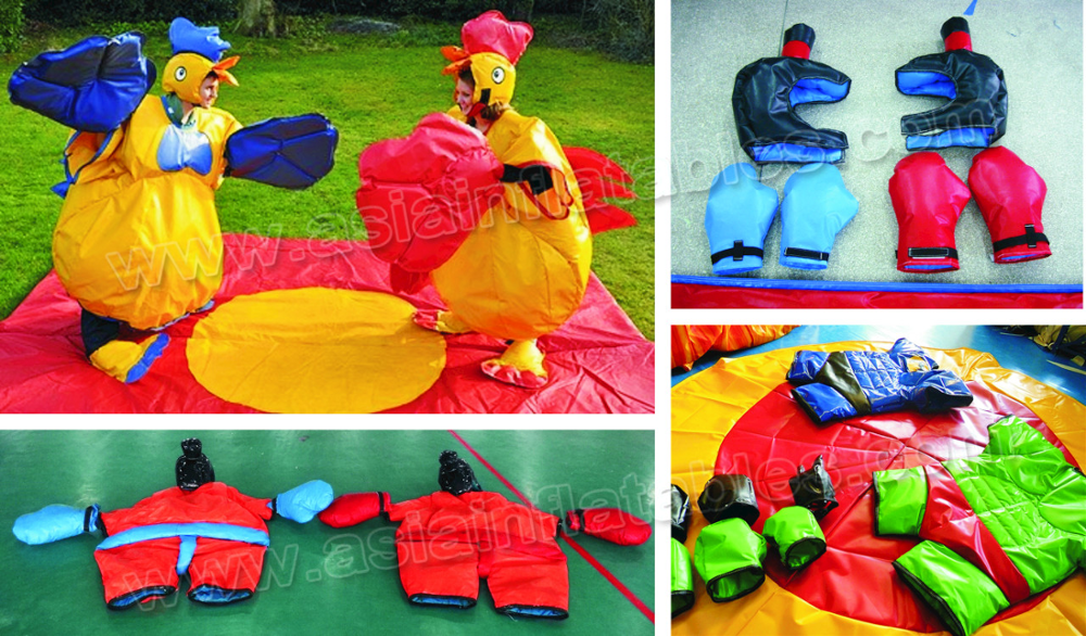 Sumo Wrestler Inflatable Amusement Park , Fancy sticky Dress Costume Suit