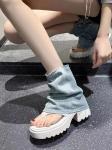 German Sole Leather Roman Sandals Solid Pattern Pull On Closure