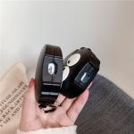 Anti Lost Cute Black Airpod Cases Black Silicone Cartoon Finger Print Proof