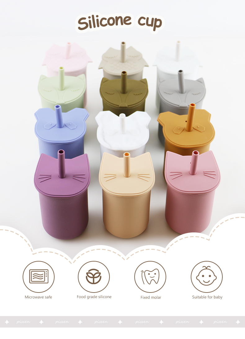 Leak Proof Soft Silicone Kids Cup Food Grade With Lid Straw OEM