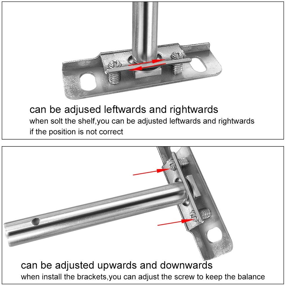 Hardware 4 Tapping Screws 4'' Adjustable Shelf Support for Metal Floating Shelves