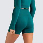 Seamless sports solid color tight shorts high waist elastic hip fast dry fitness