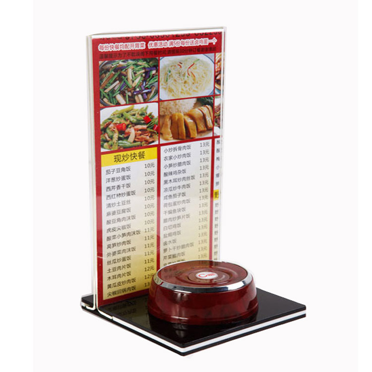 Restaurant equipment wireless pager system menu stand single key call button