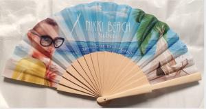 Quality Hand Held Folding Hand Fans With Natural Wooden Ribs And Fabric or paper Cover , size 23cm wholesale