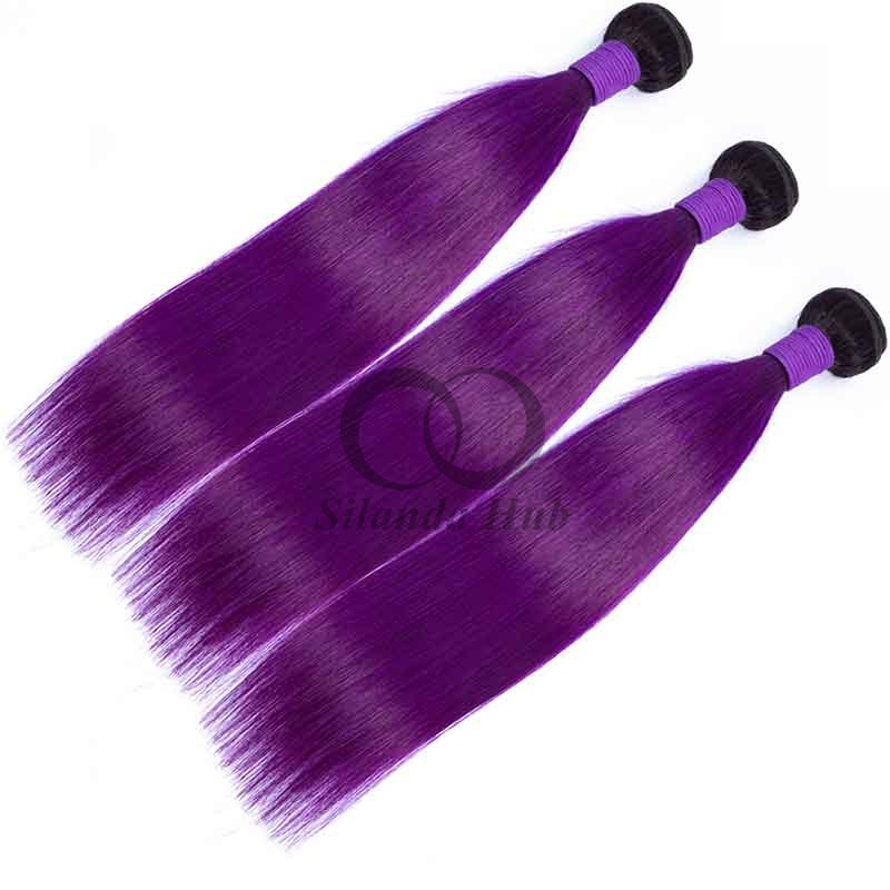 #T1B/Purple Straight Remy Human Hair Bundles Sew In Weave Bundles Brazilian Bundle Deals
