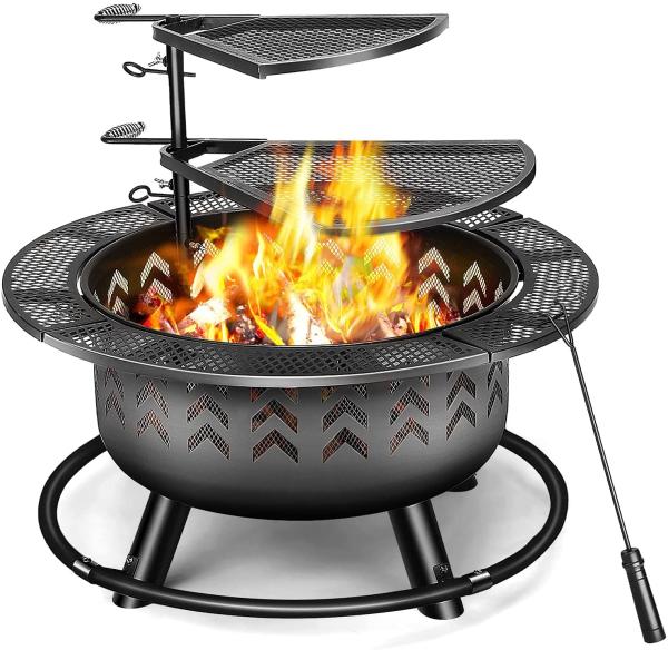 2 In 1 Portable Charcoal Fire Pit Bbq Outdoor For Wood Burning With Fireplace