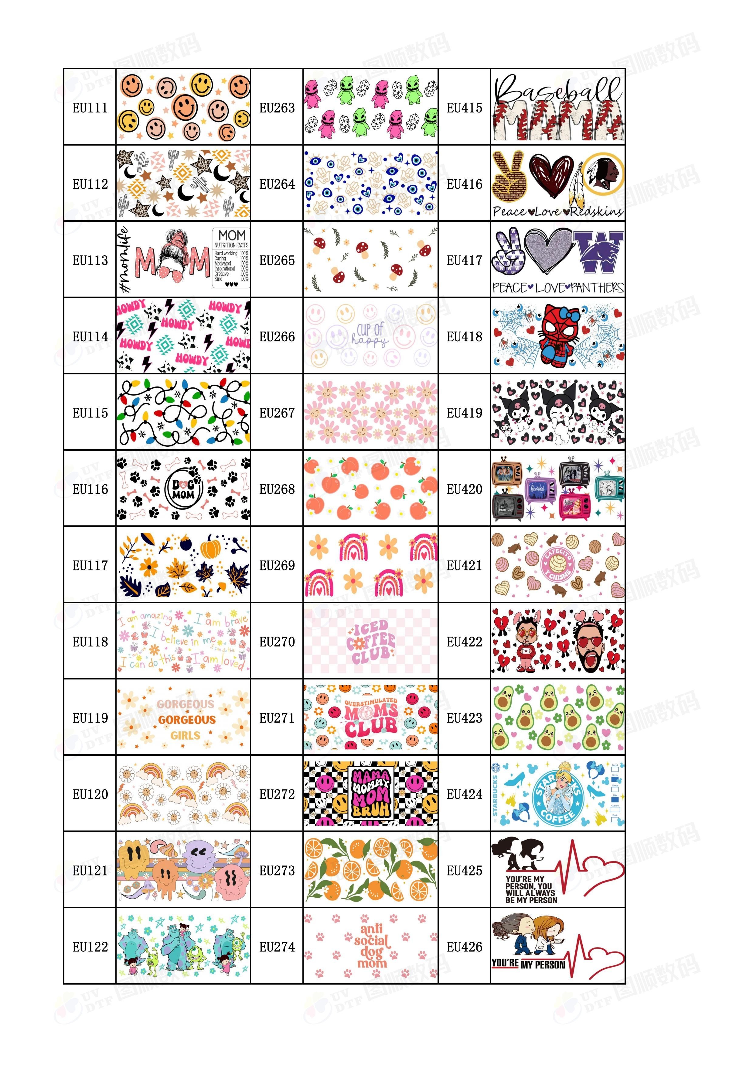 Decal UV DTF Transfer Film Sticker For 40oz 16oz 20oz Glass Cup