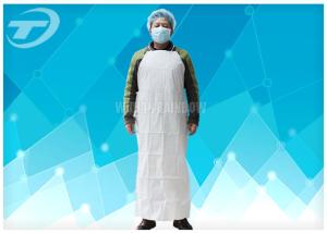 Quality Plastic Coated Aprons Waterproof 43 Gsm / Disposable White Coats wholesale