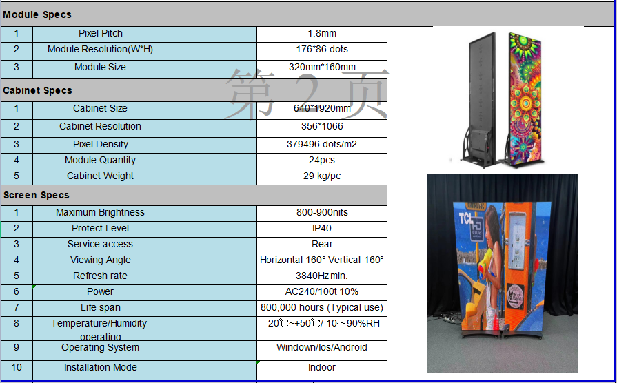 Moveable Indoor LED Digital Poster High Brightness LED Advertising Display Screen