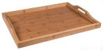organic bamboo wooden food serving tray with handle